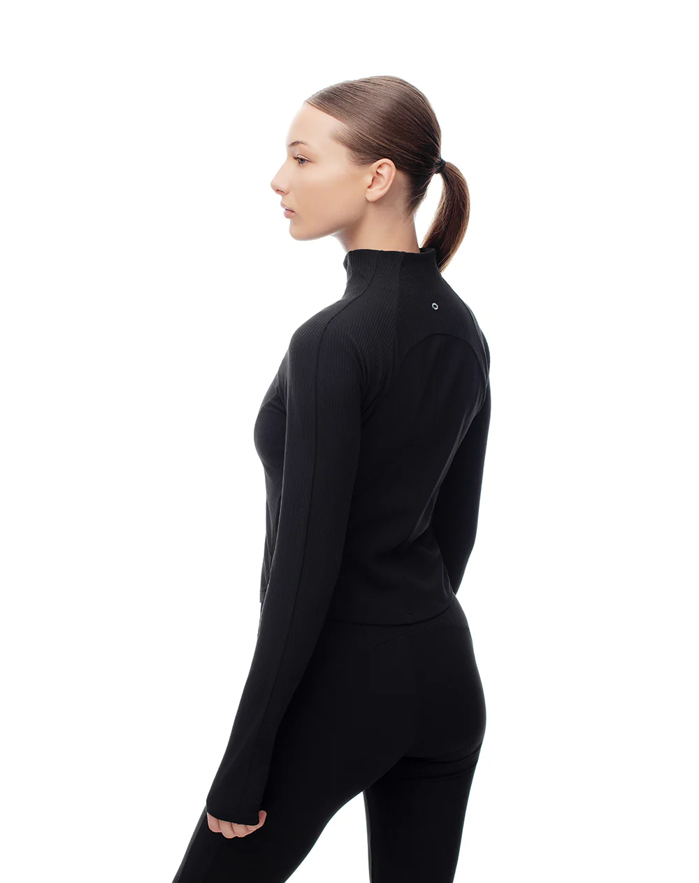 Chaqueta slim tejido de punto negra mujer - Image 2