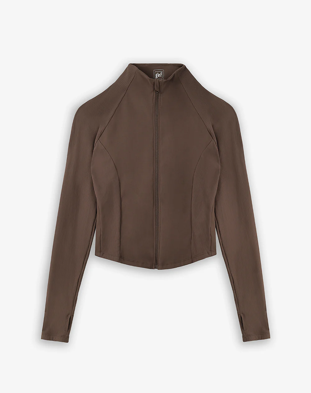 Chaqueta slim tejido de punto chocolate mujer - Image 5