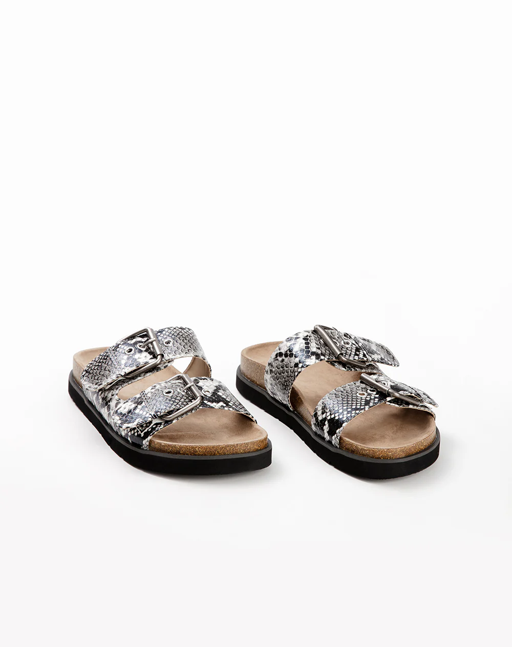 Sandalias planas tipo birkenstock print mujer
