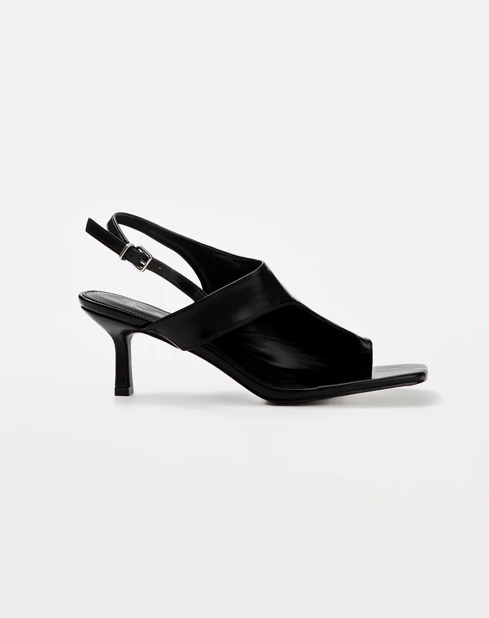 Sandalias slingback de tacón medio negras mujer - Image 2