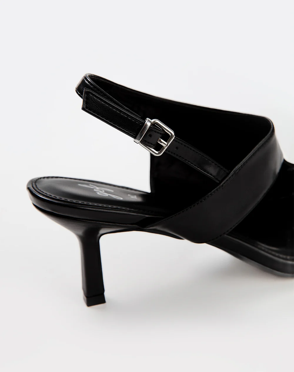Sandalias slingback de tacón medio negras mujer - Image 5