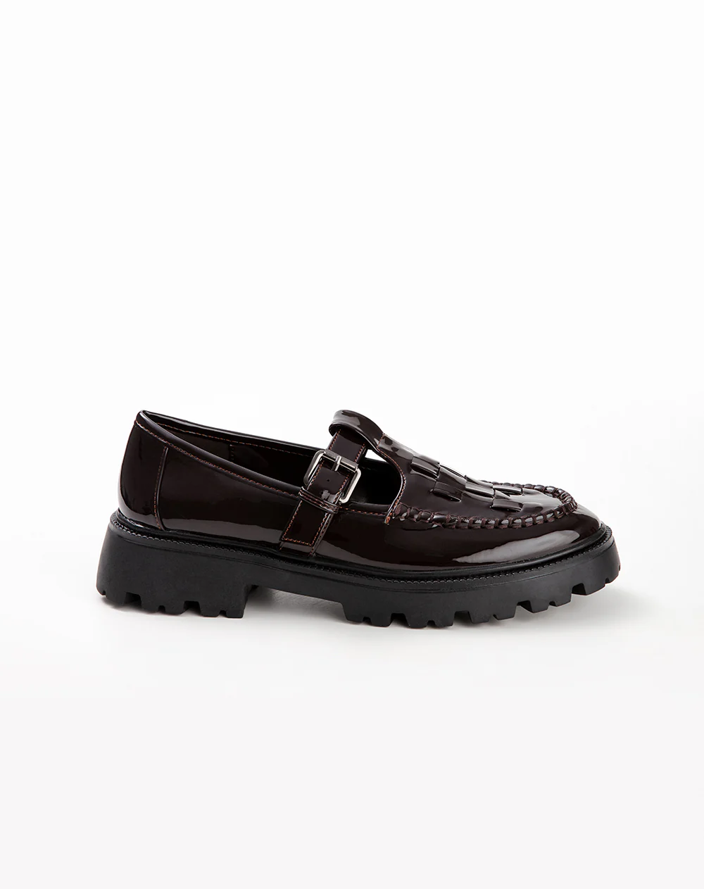 Mocasines chunky charol café mujer - Image 3