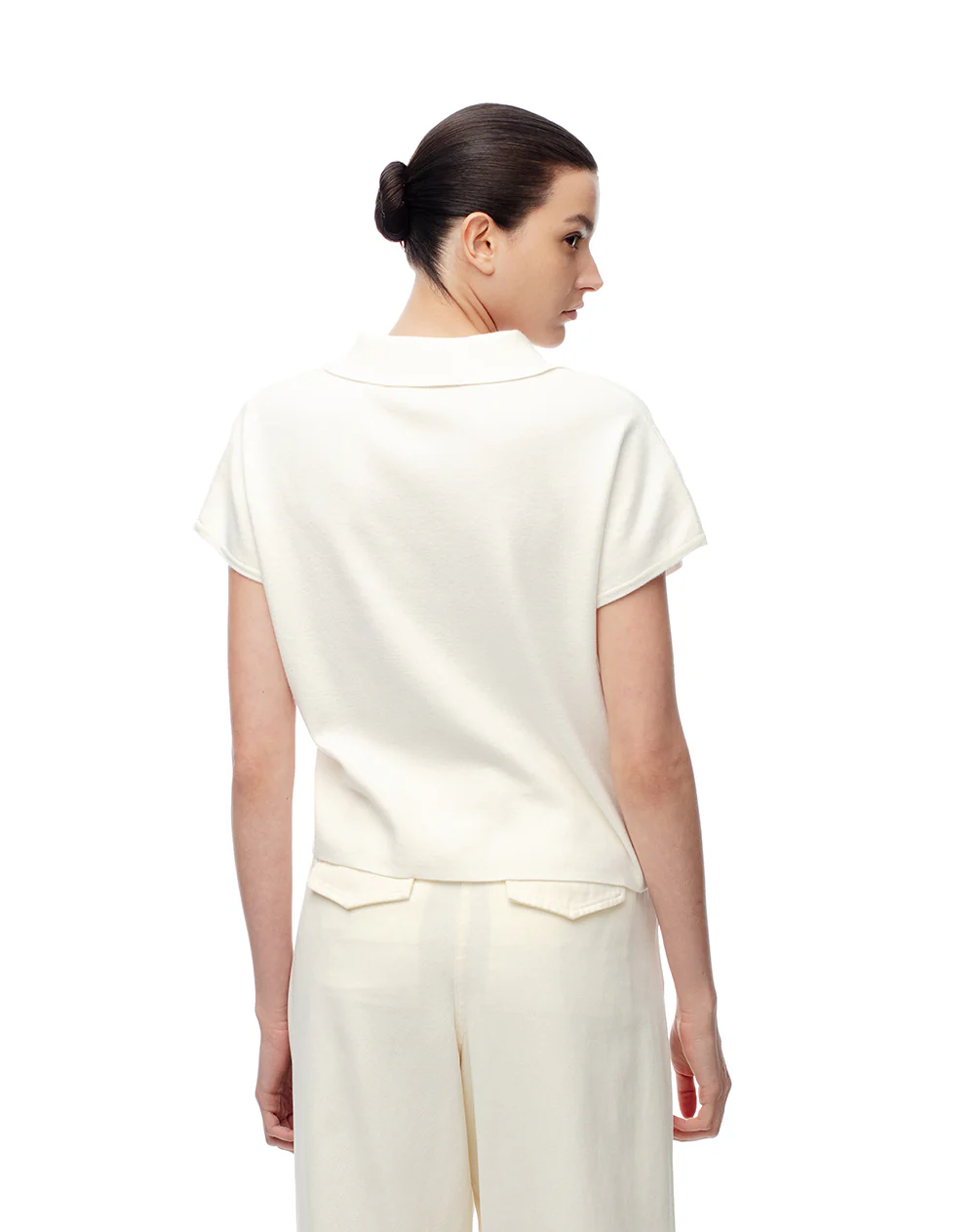 Polo regular tejido de punto blanca mujer - Image 2