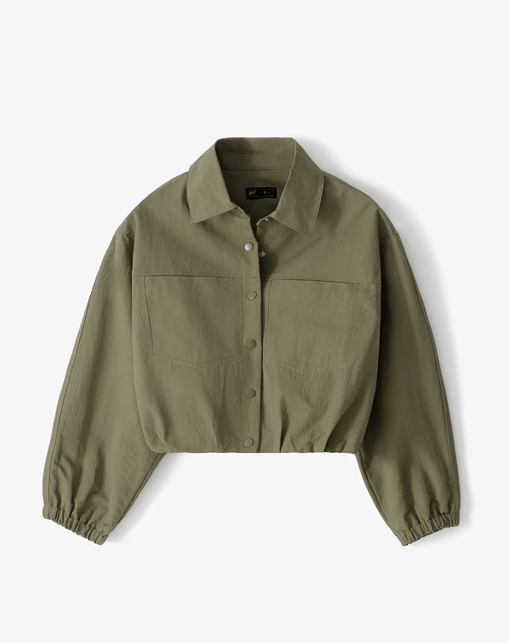 Chaqueta regular drill verde mujer - Image 7