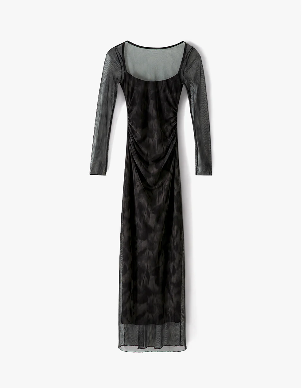 Vestido largo slim mesh transparente estampado mujer - Image 6