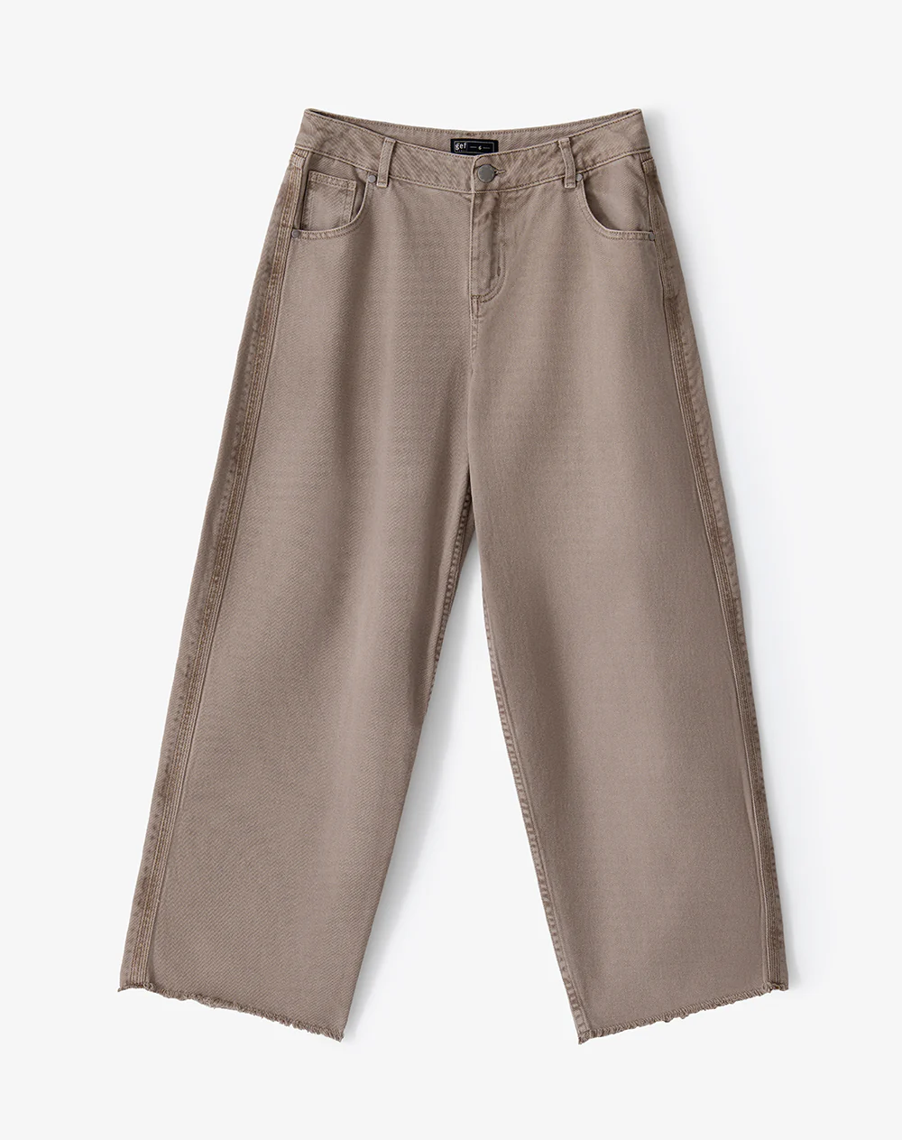 Pantalón wide leg tiro medio en drill café mujer - Image 7