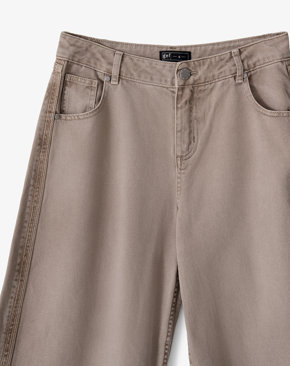 Pantalón wide leg tiro medio en drill café mujer - Image 8