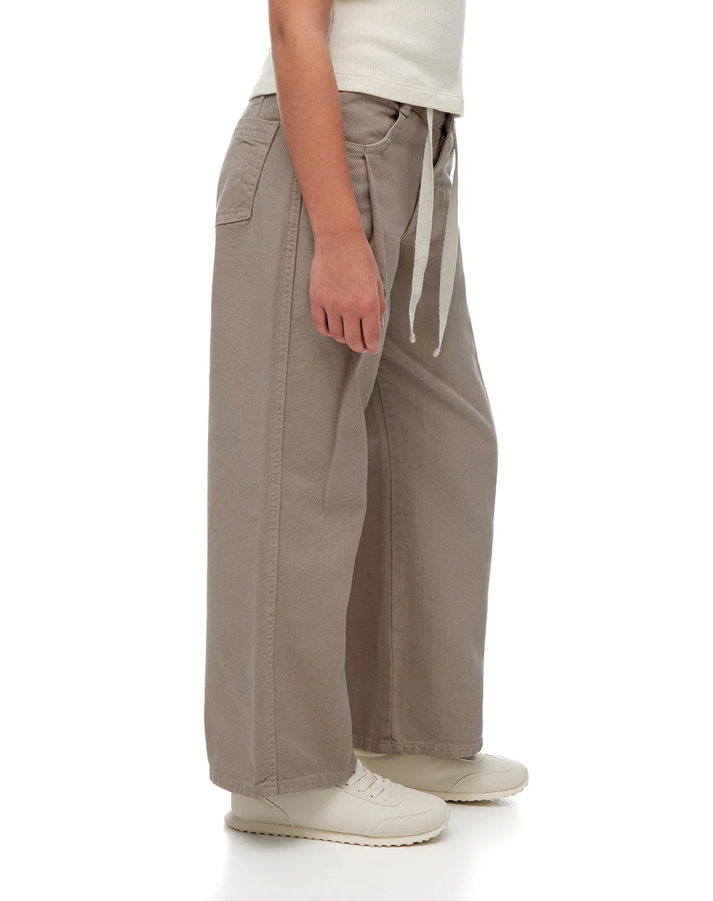 Pantalón loose tiro medio algodón café niña - Image 4