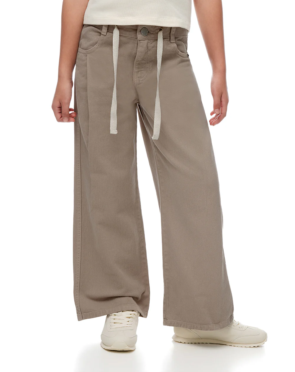 Pantalón loose tiro medio algodón café niña - Image 5