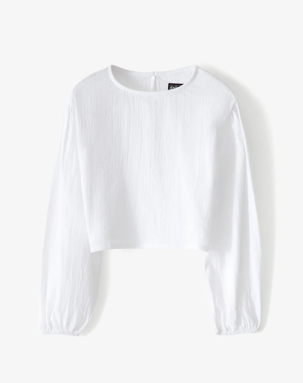 Blusa crop manga larga algodón blanco niña - Image 5