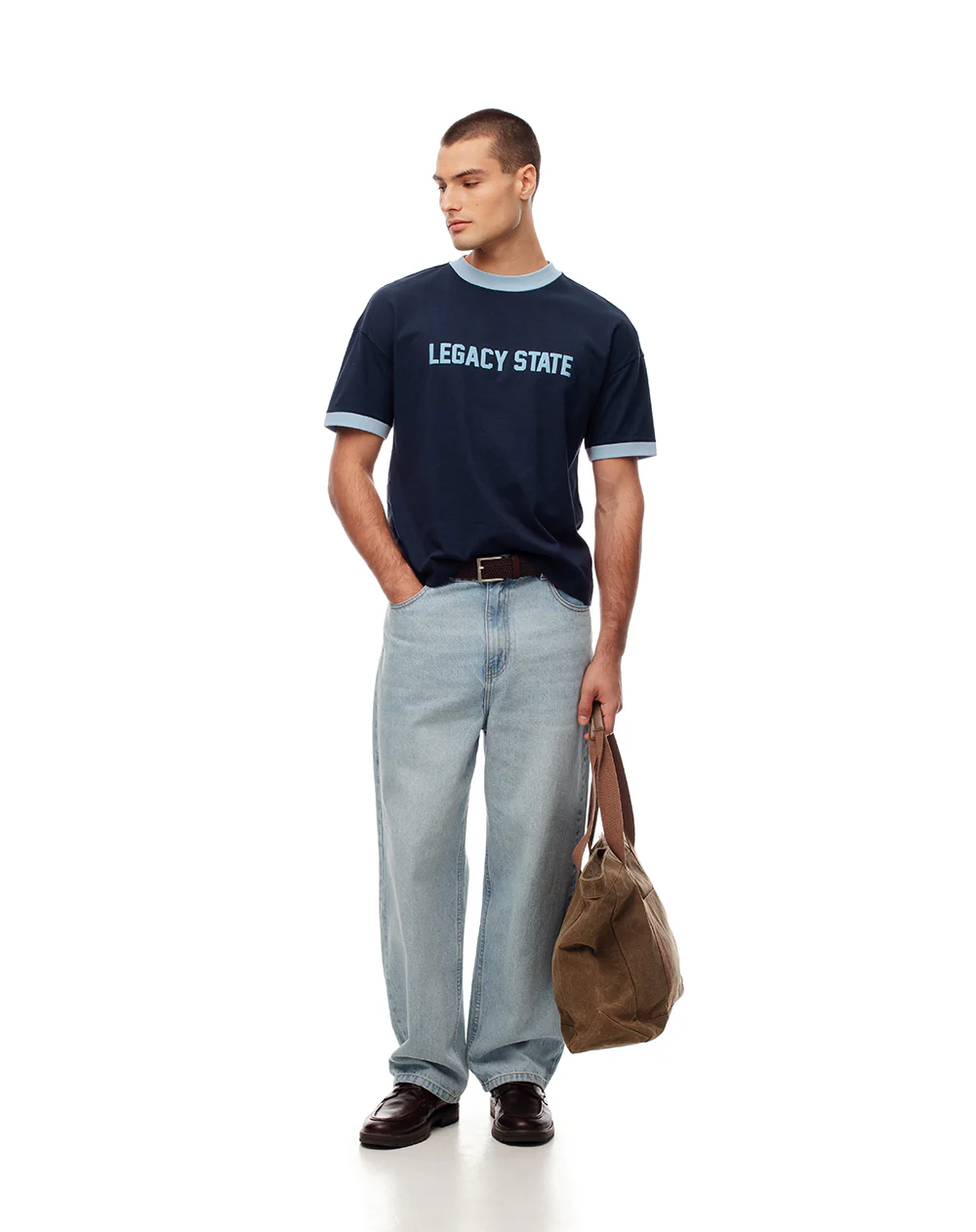 Camiseta regular algodón azul hombre - Image 4