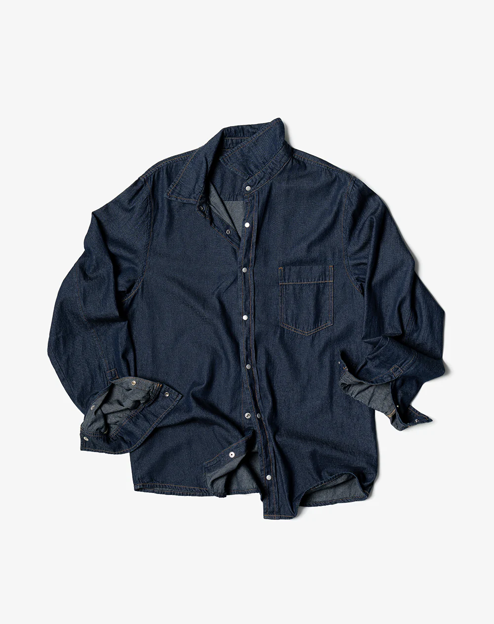 Camisa regular fit manga larga índigo oscuro