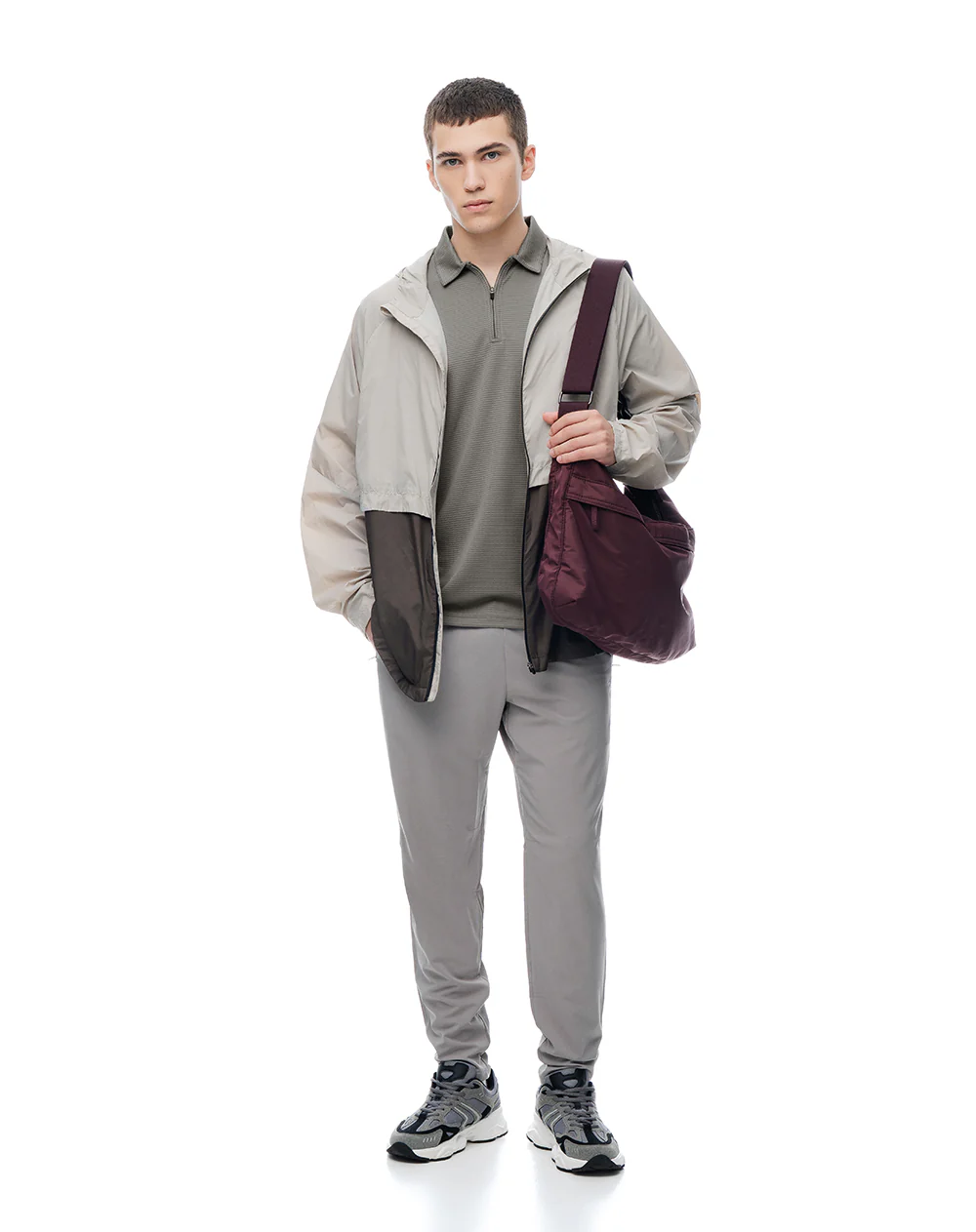 Chaqueta regular rompevientos taupe bloques hombre - Image 5