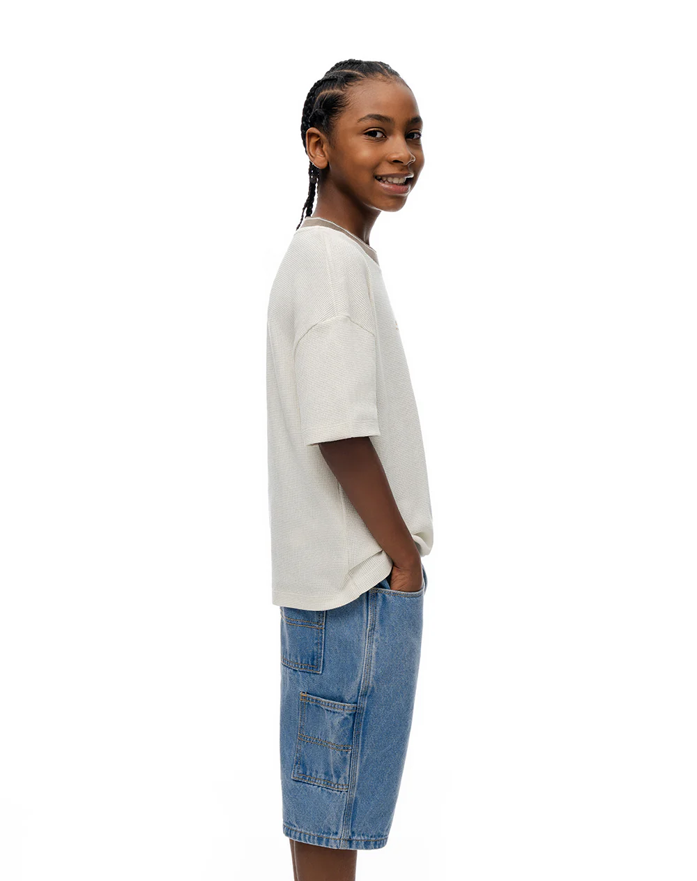 Bermuda denim regular algodón índigo medio niño - Image 8