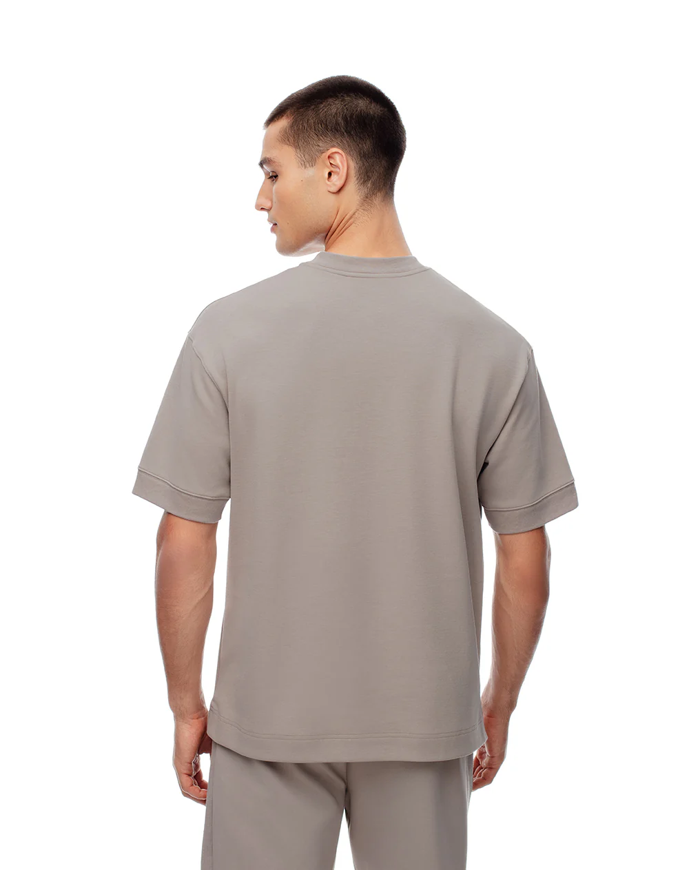 Camiseta oversized fit manga corta taupe - Image 2