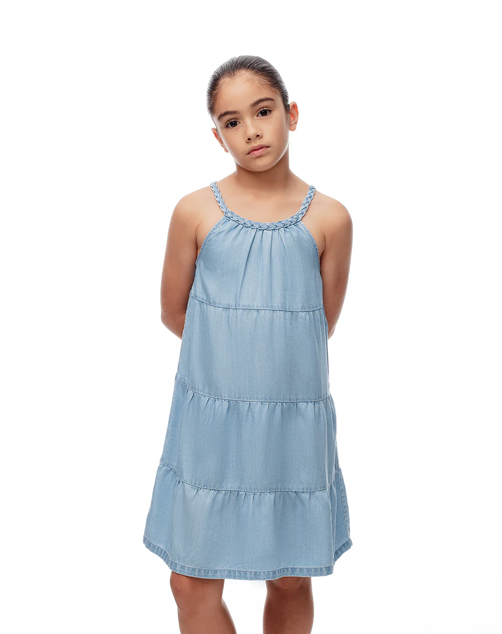 Vestido corto bloques índigo niña