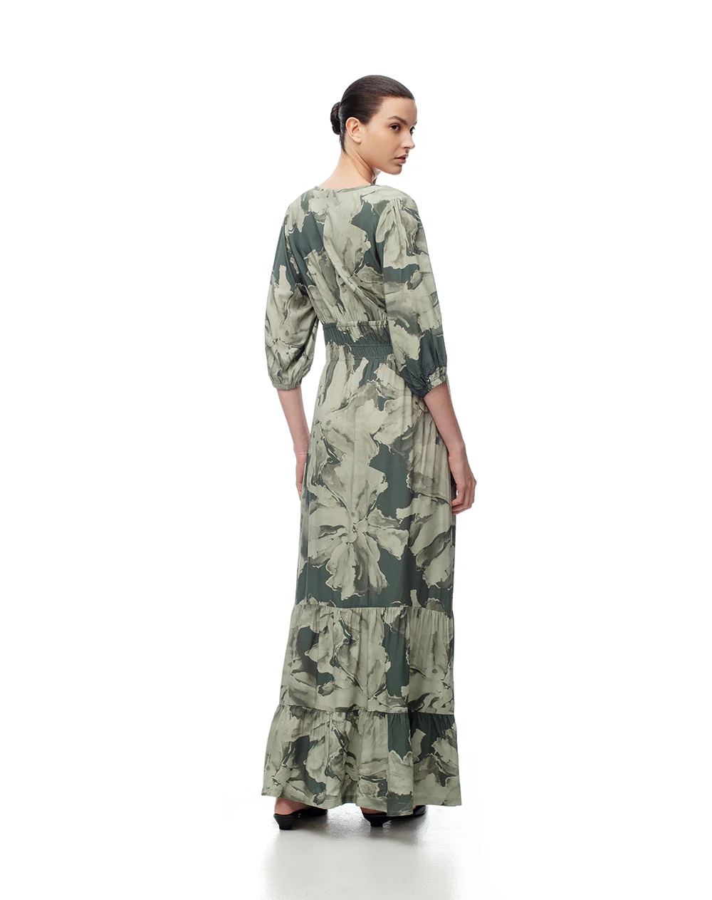 Vestido largo maxi manga 3/4 estampado mujer - Image 2