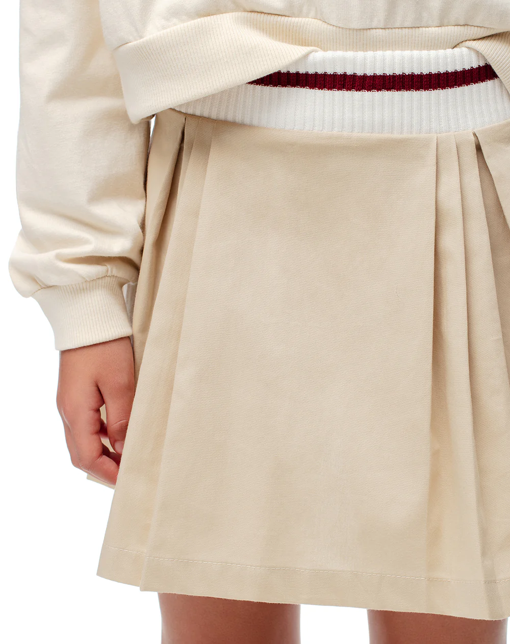Falda corta con pliegues beige niña - Image 3