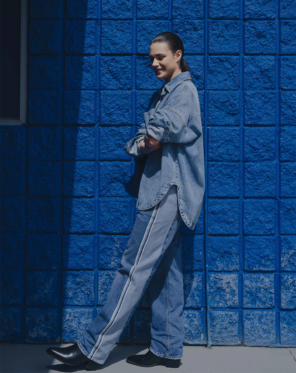 Jean recto tiro medio algodón índigo mujer - Image 7