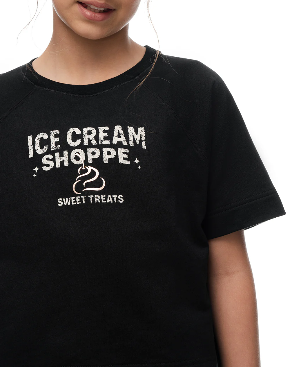 Camiseta oversize algodón negra niña - Image 3