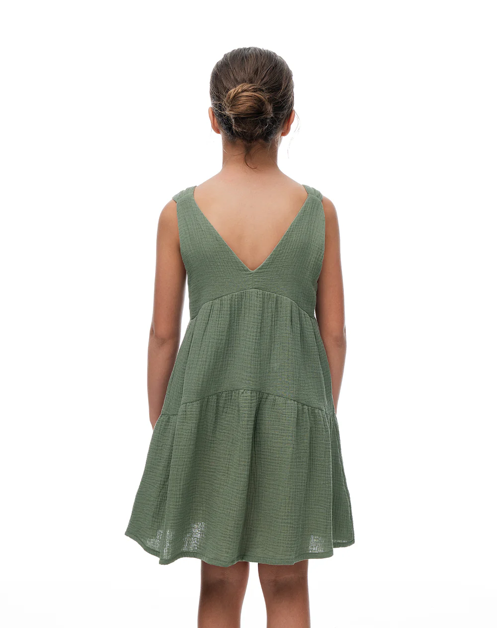 Vestido bloques algodón verde niña - Image 2