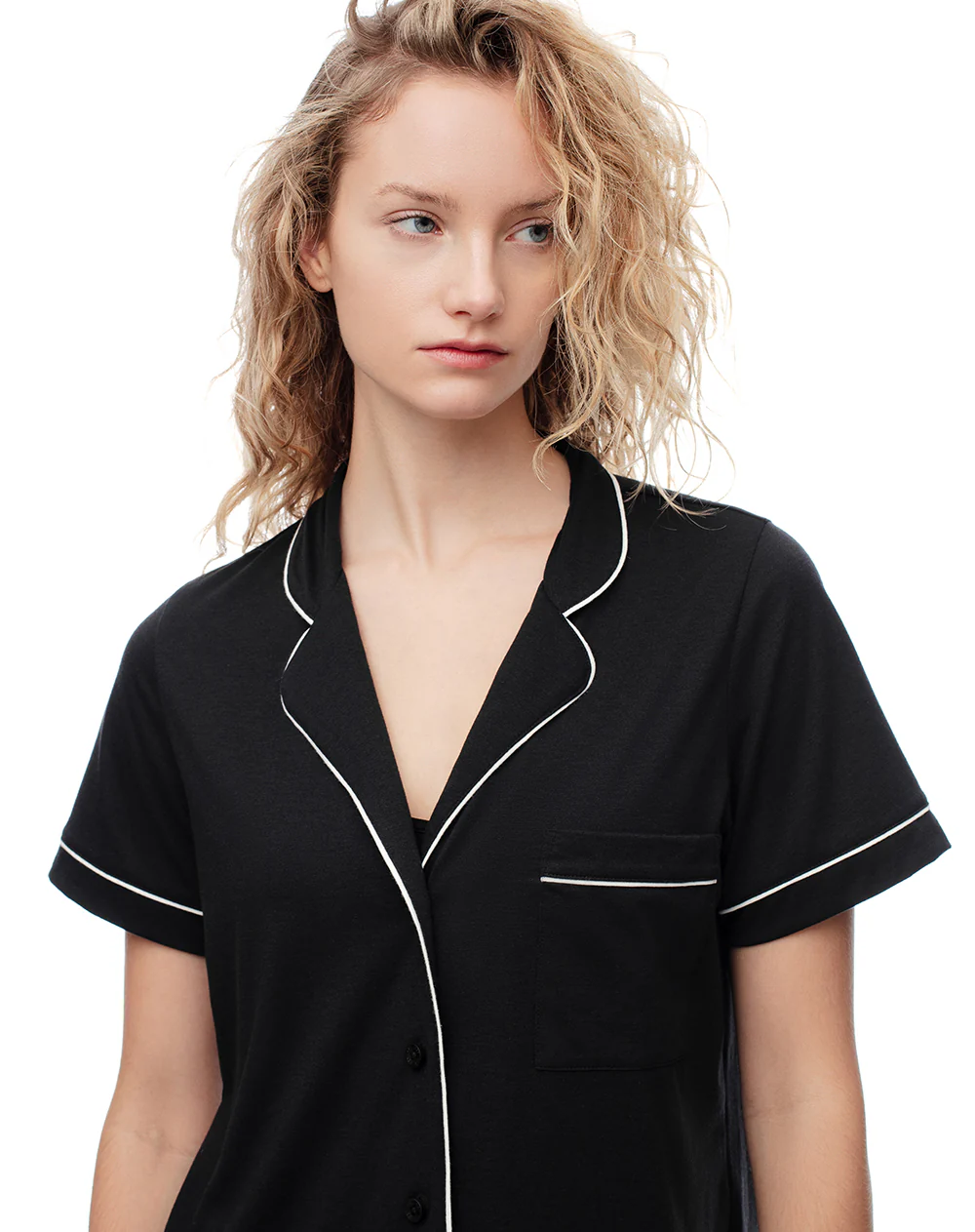 Camisa + short de pijama algodón negro mujer - Image 4