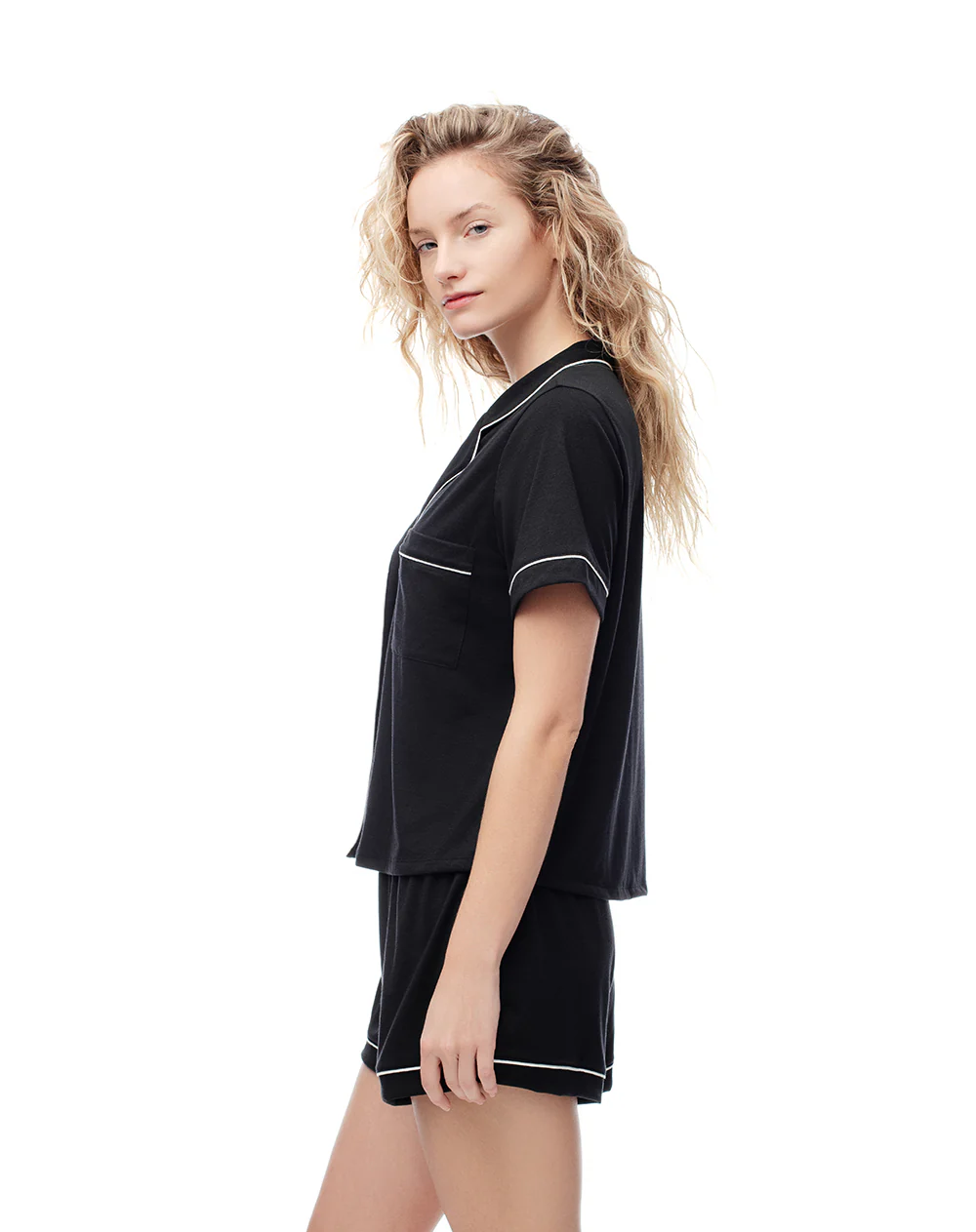 Camisa + short de pijama algodón negro mujer - Image 5