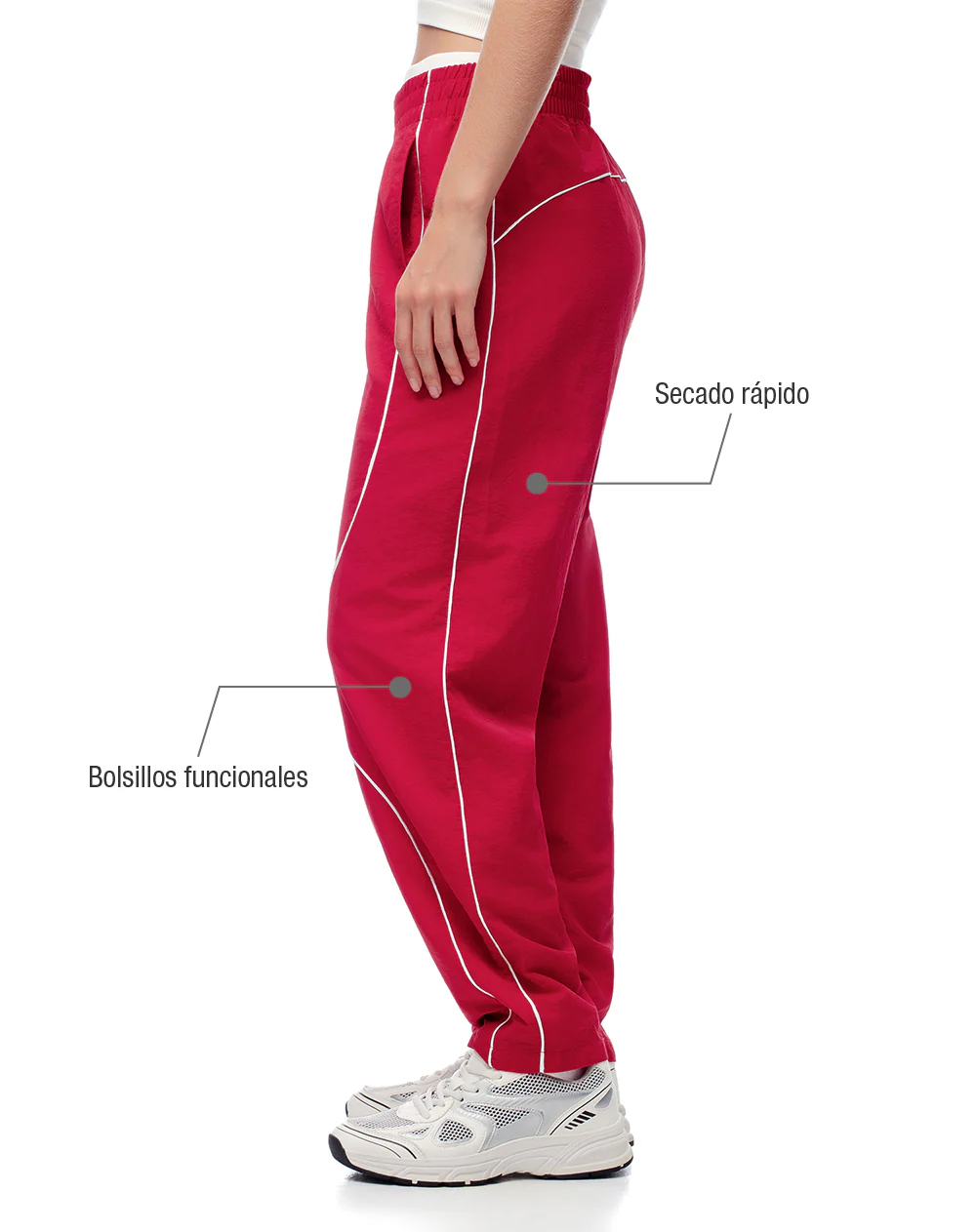 Pantalón deportivo secado rápido rojo mujer - Image 2