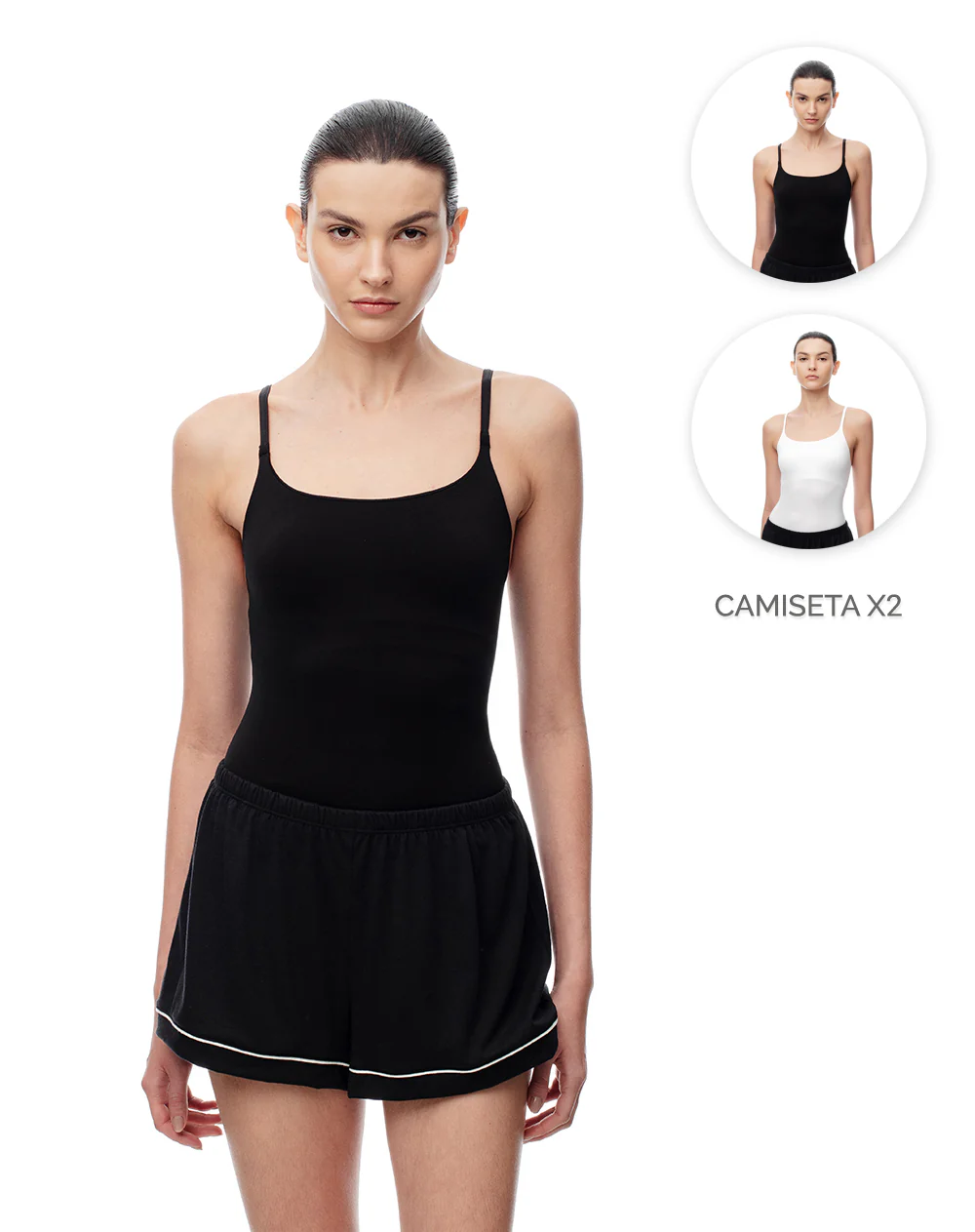 Camisilla slim seamless x2unds surtidas mujer