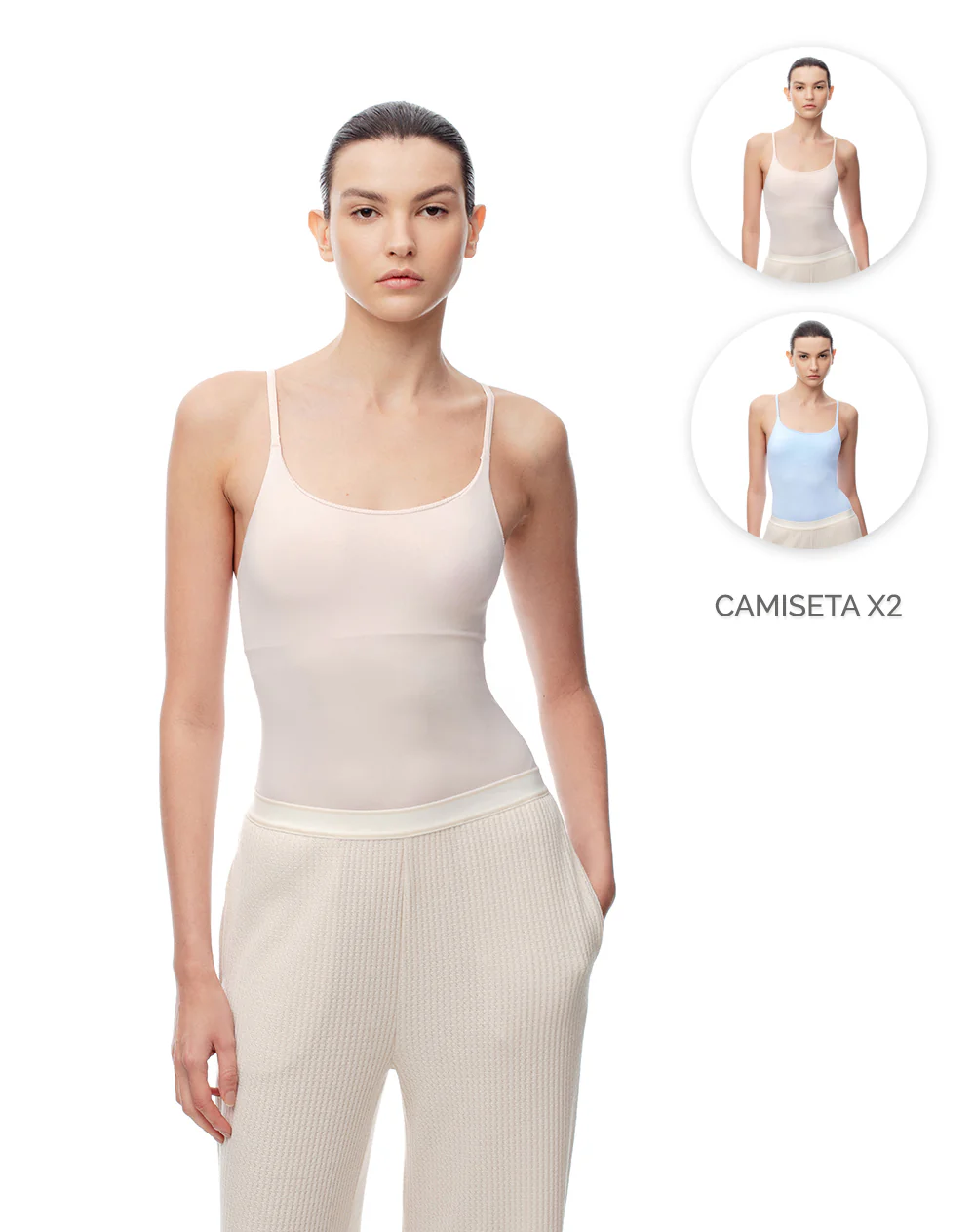 Camisilla slim seamless x2unds surtidas mujer