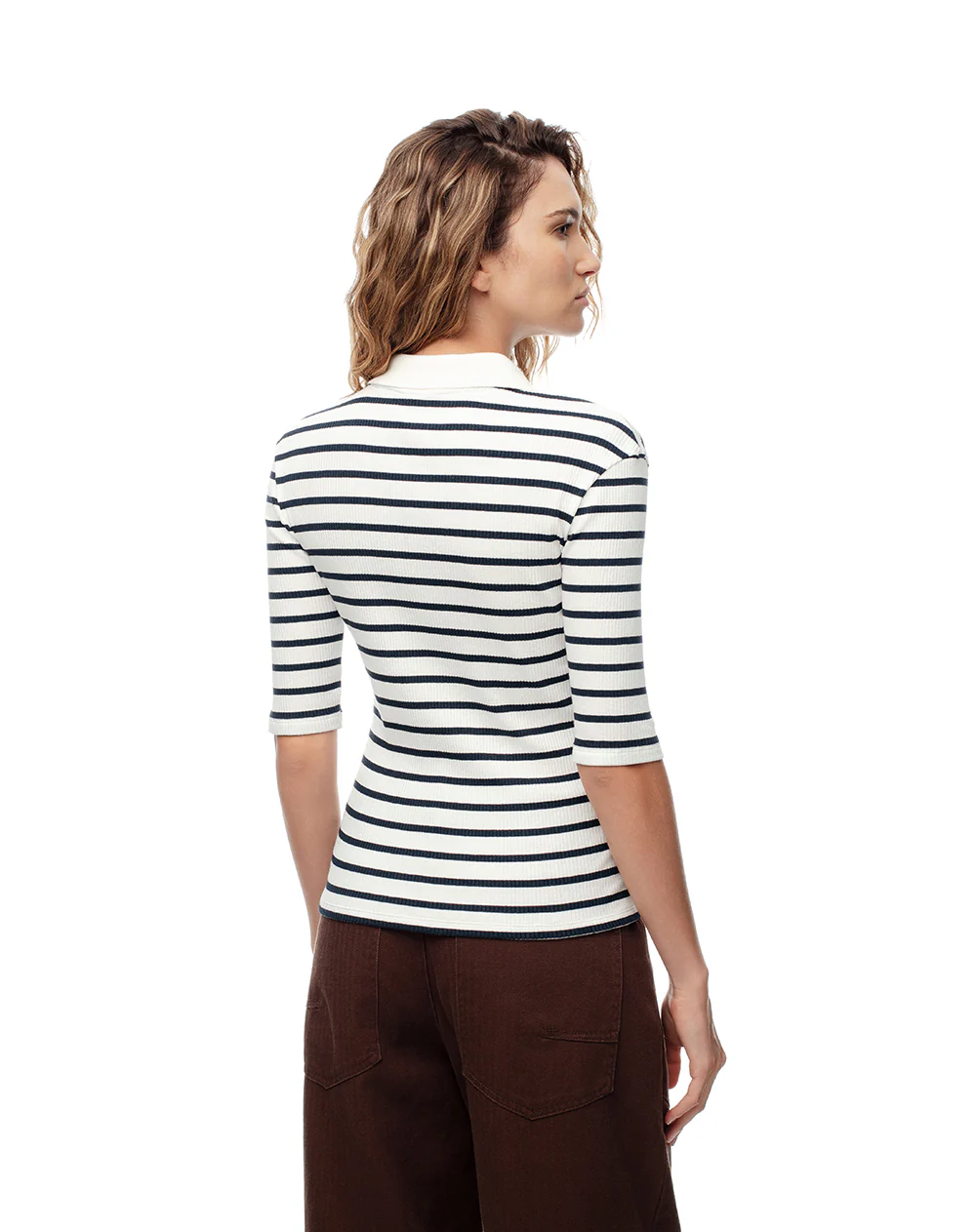 Polo slim tejido de punto rayas mujer - Image 2