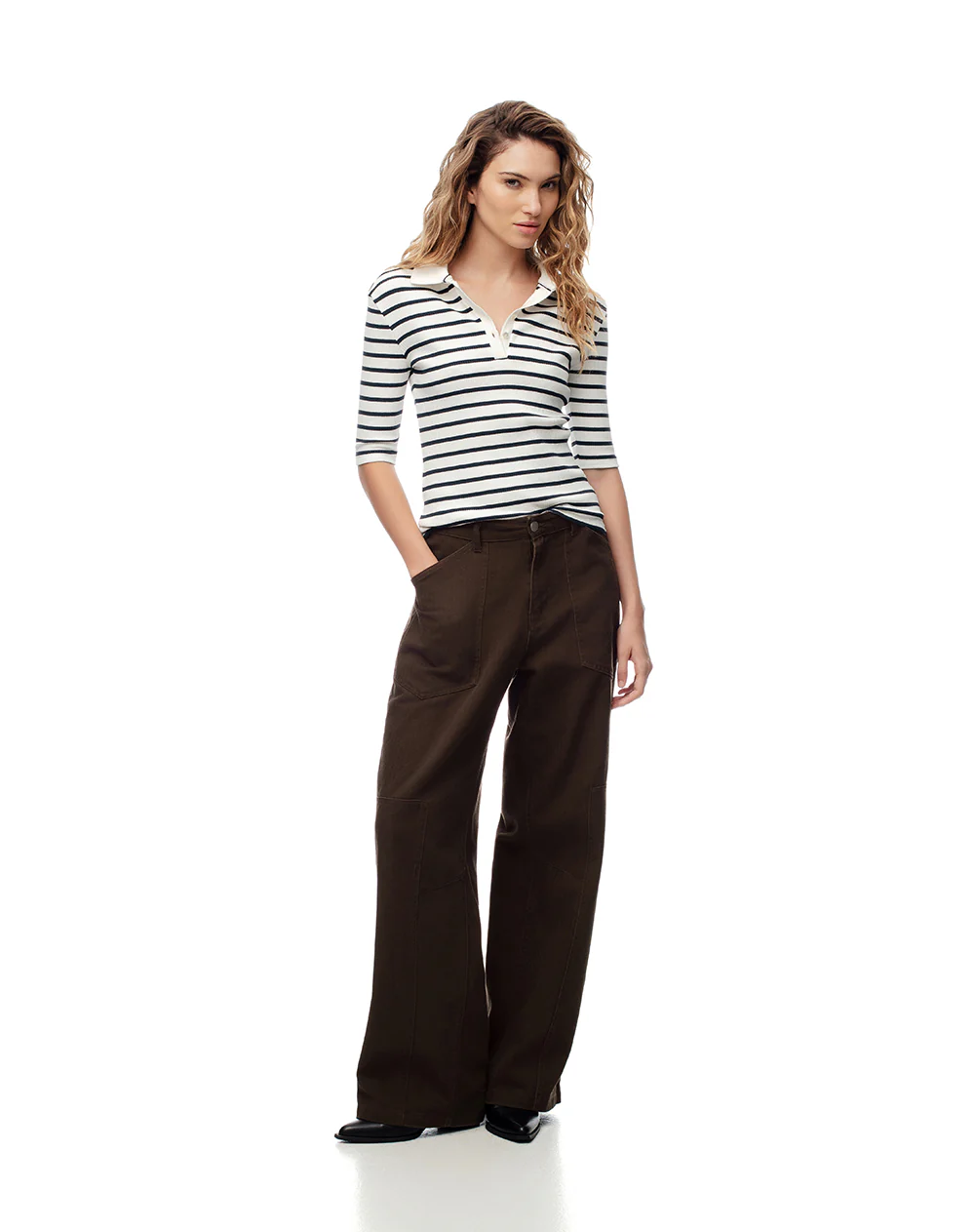 Polo slim tejido de punto rayas mujer - Image 4