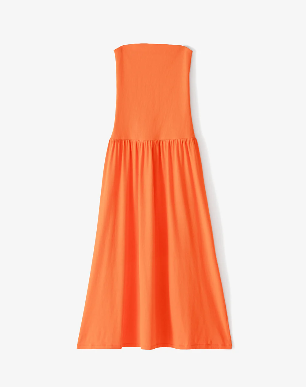 Vestido largo strapless silueta A naranja mujer - Image 7