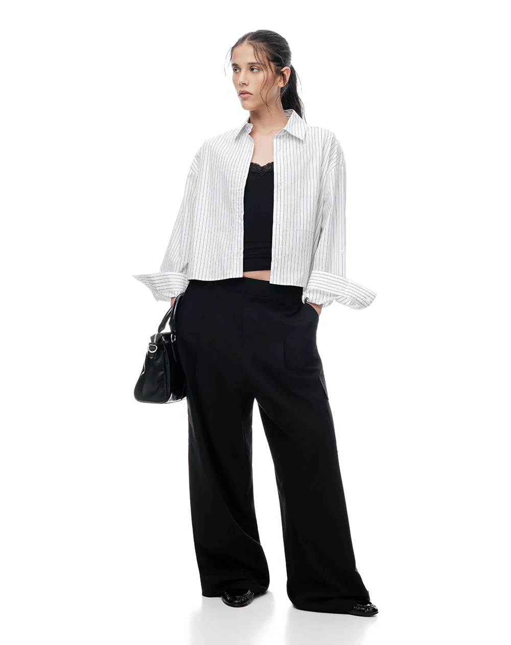 Camisa manga larga oversize blanca rayas mujer - Image 4