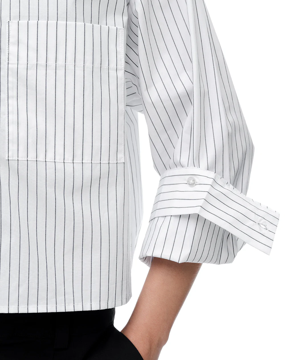 Camisa manga larga oversize blanca rayas mujer - Image 6