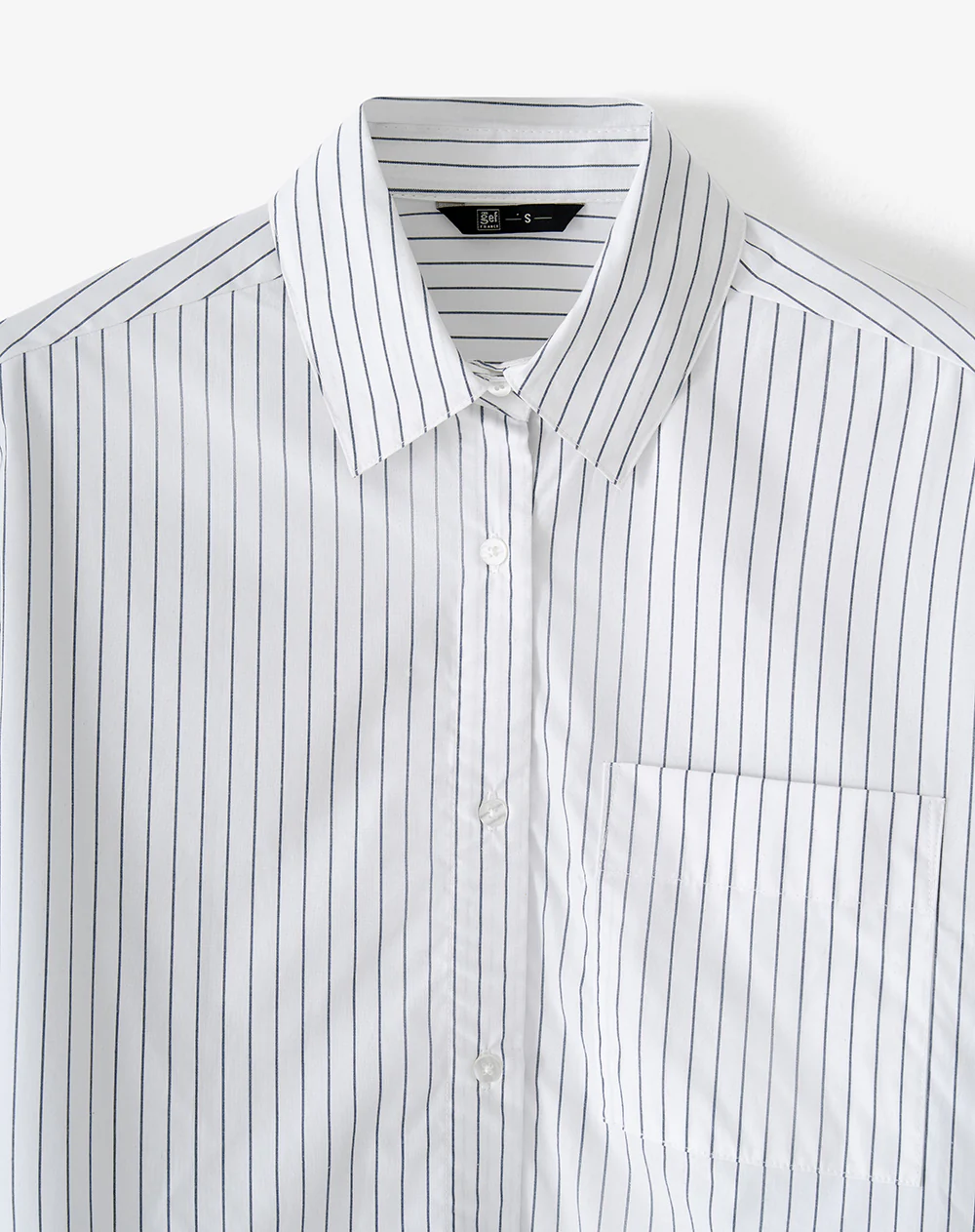 Camisa manga larga oversize blanca rayas mujer - Image 9
