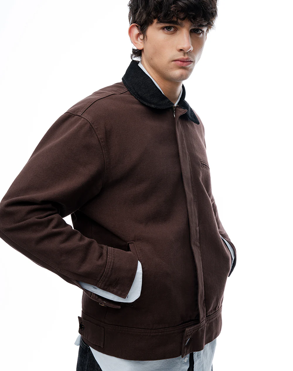 Chaqueta regular fit sin capucha chocolate hombre - Image 3