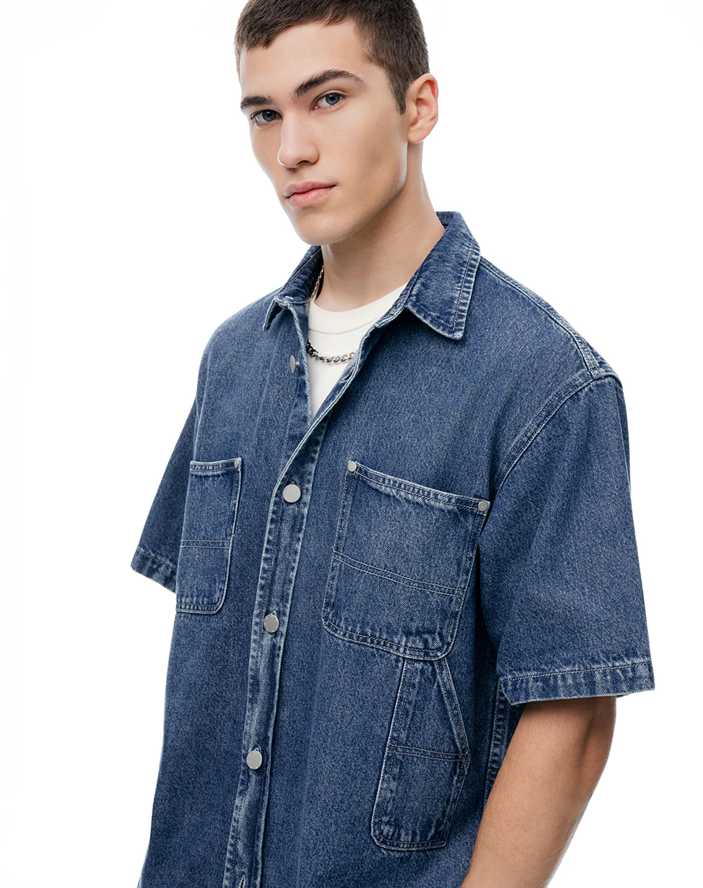 Camisa regular manga corta índigo medio hombre - Image 6