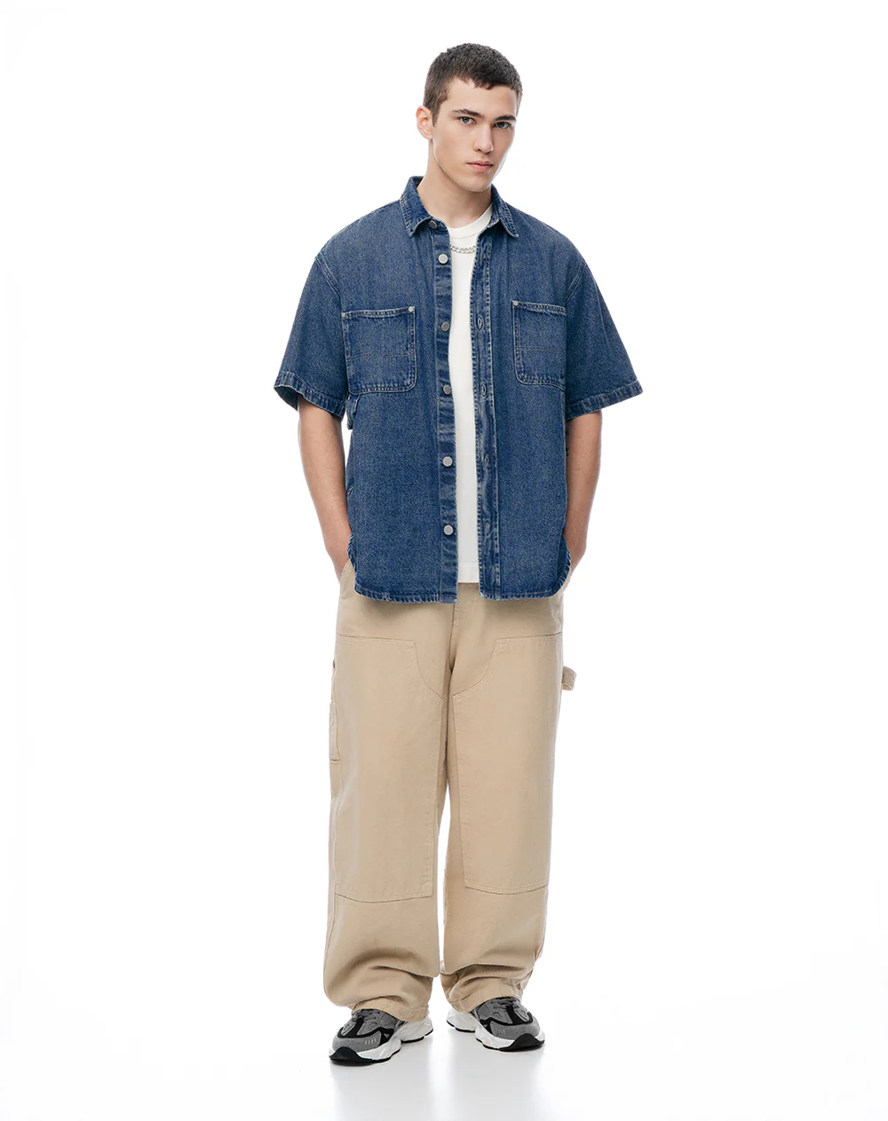 Camisa regular manga corta índigo medio hombre - Image 8
