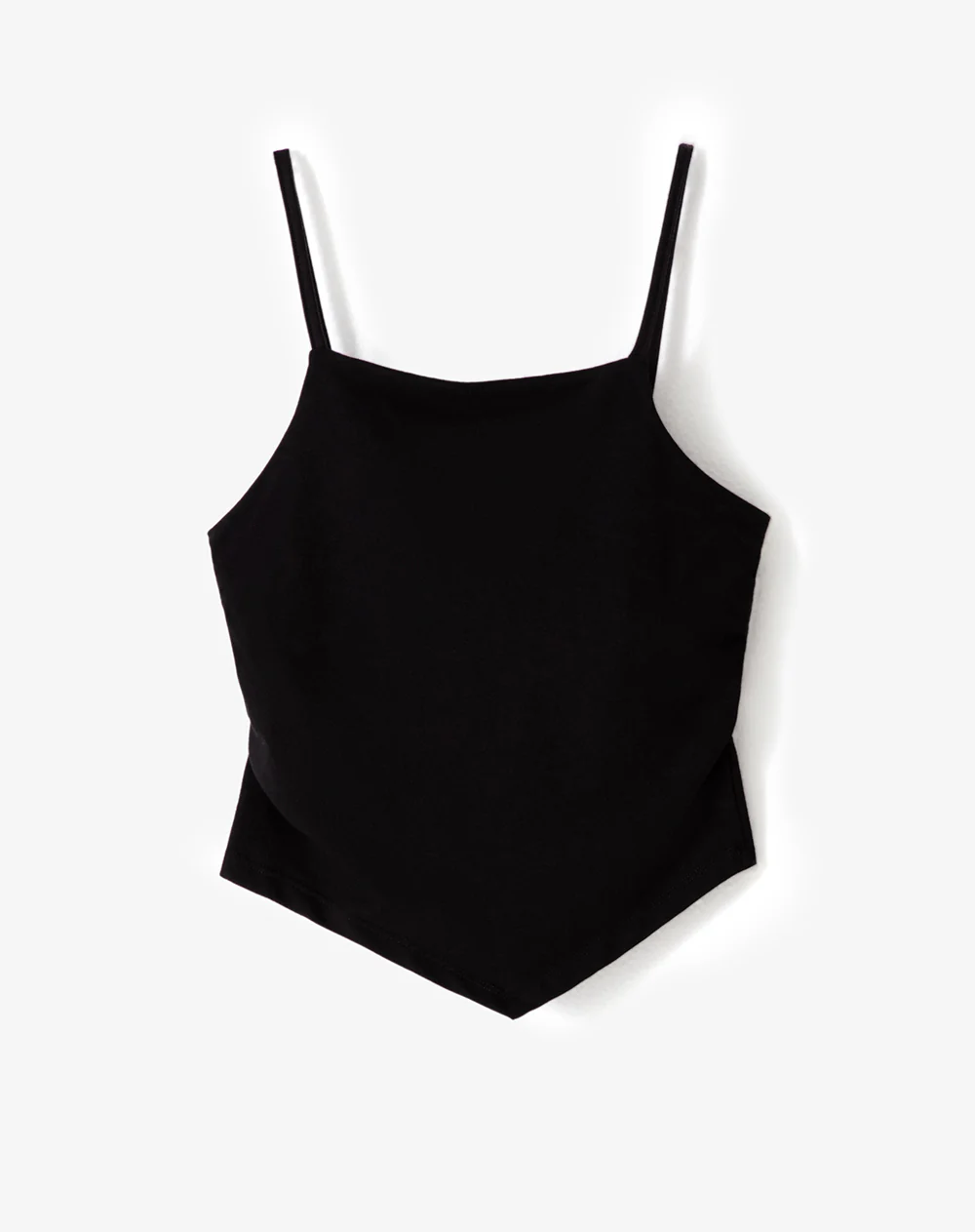 Camiseta tirantes slim recogido negra mujer