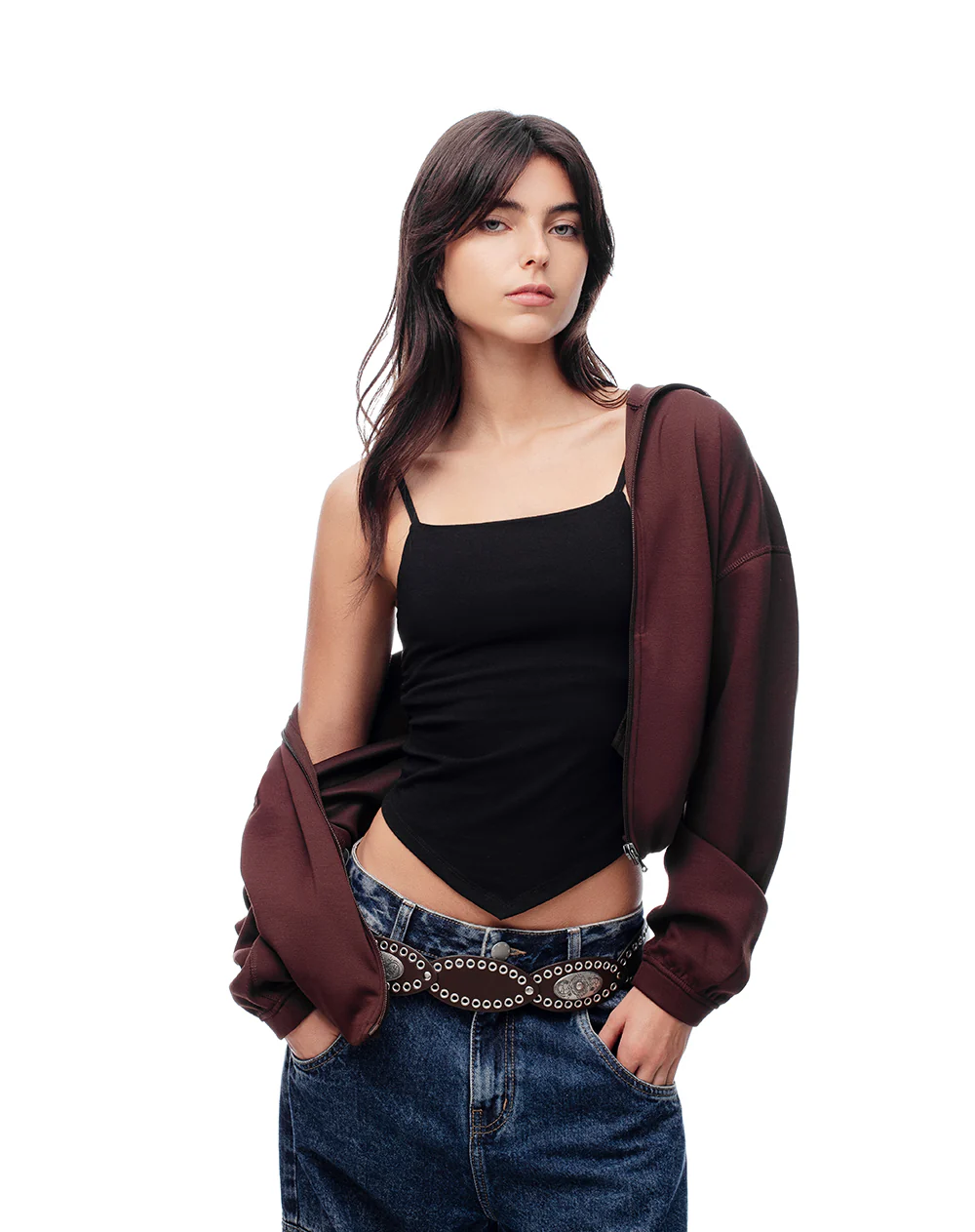 Camiseta tirantes slim recogido negra mujer - Image 4