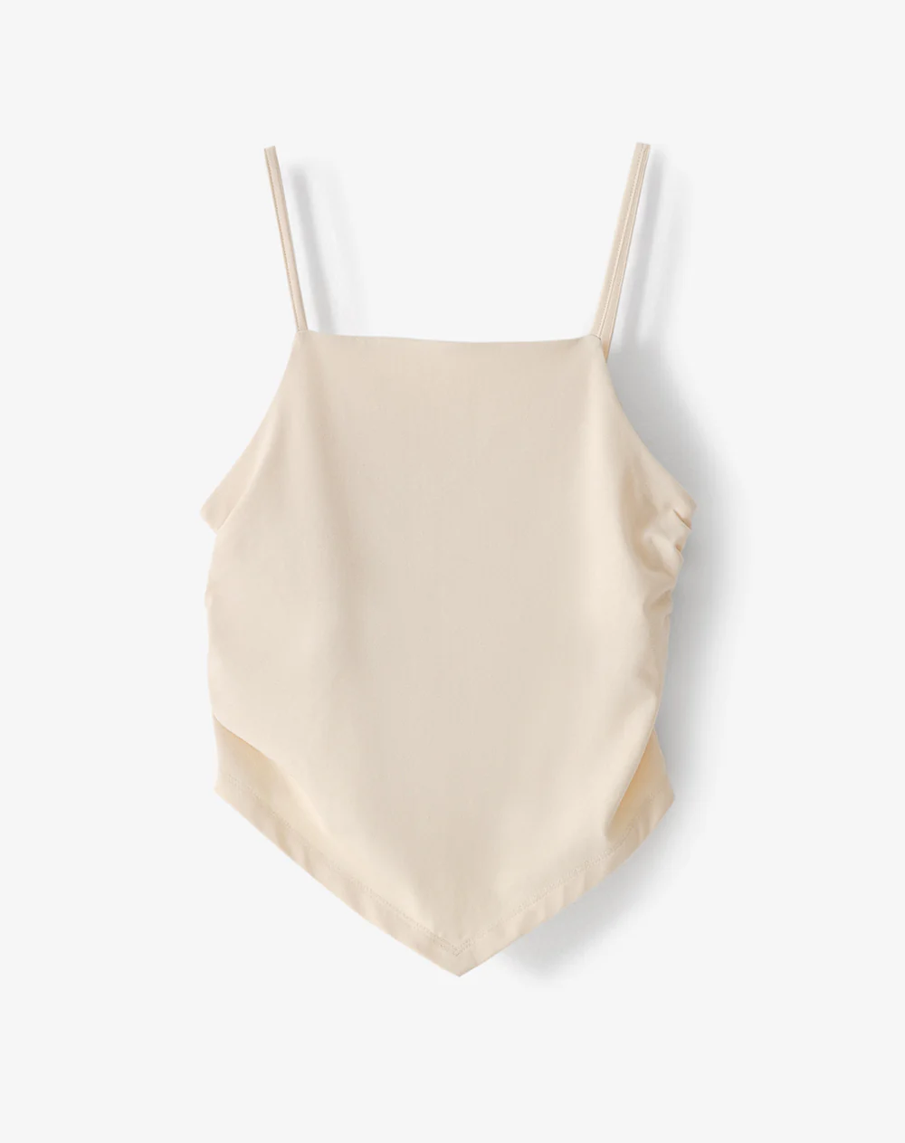 Camiseta tirantes slim recogido crema mujer - Image 5