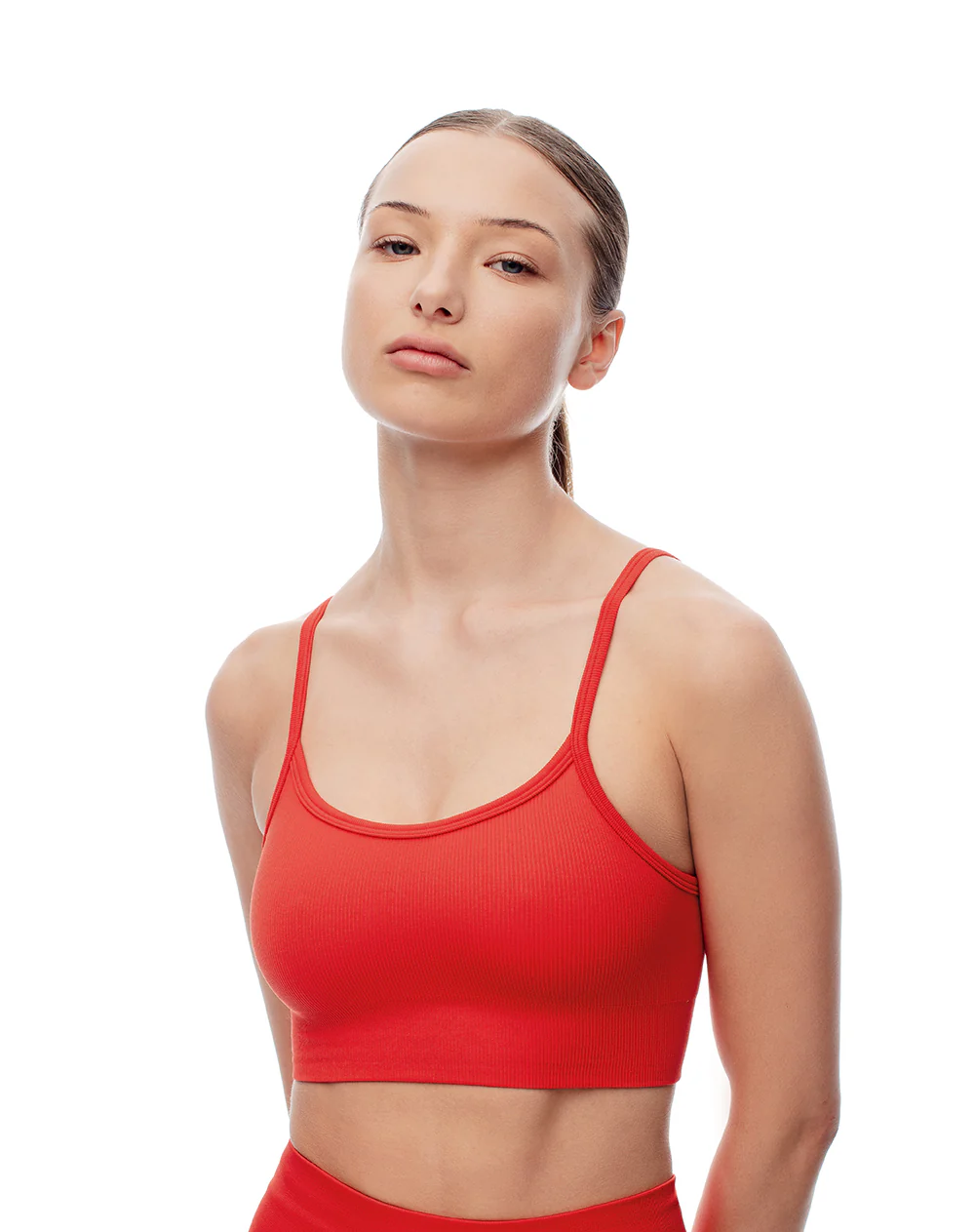 Top deportivo soporte medio seamless rojo