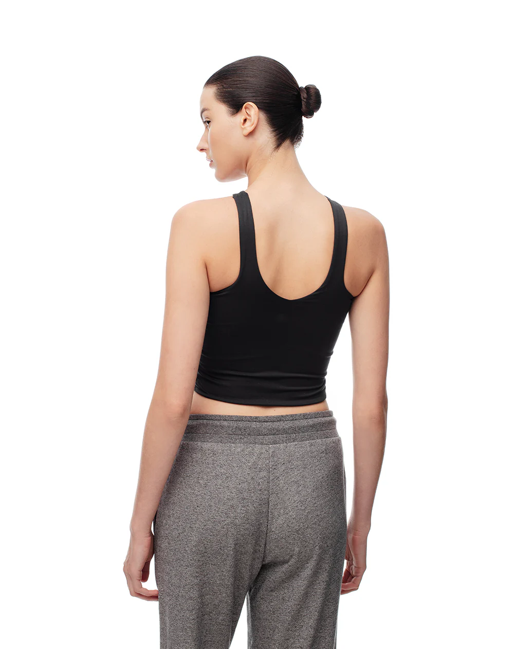 Camiseta crop deportiva secado rápido uso 2 en 1 negra mujer - Image 3