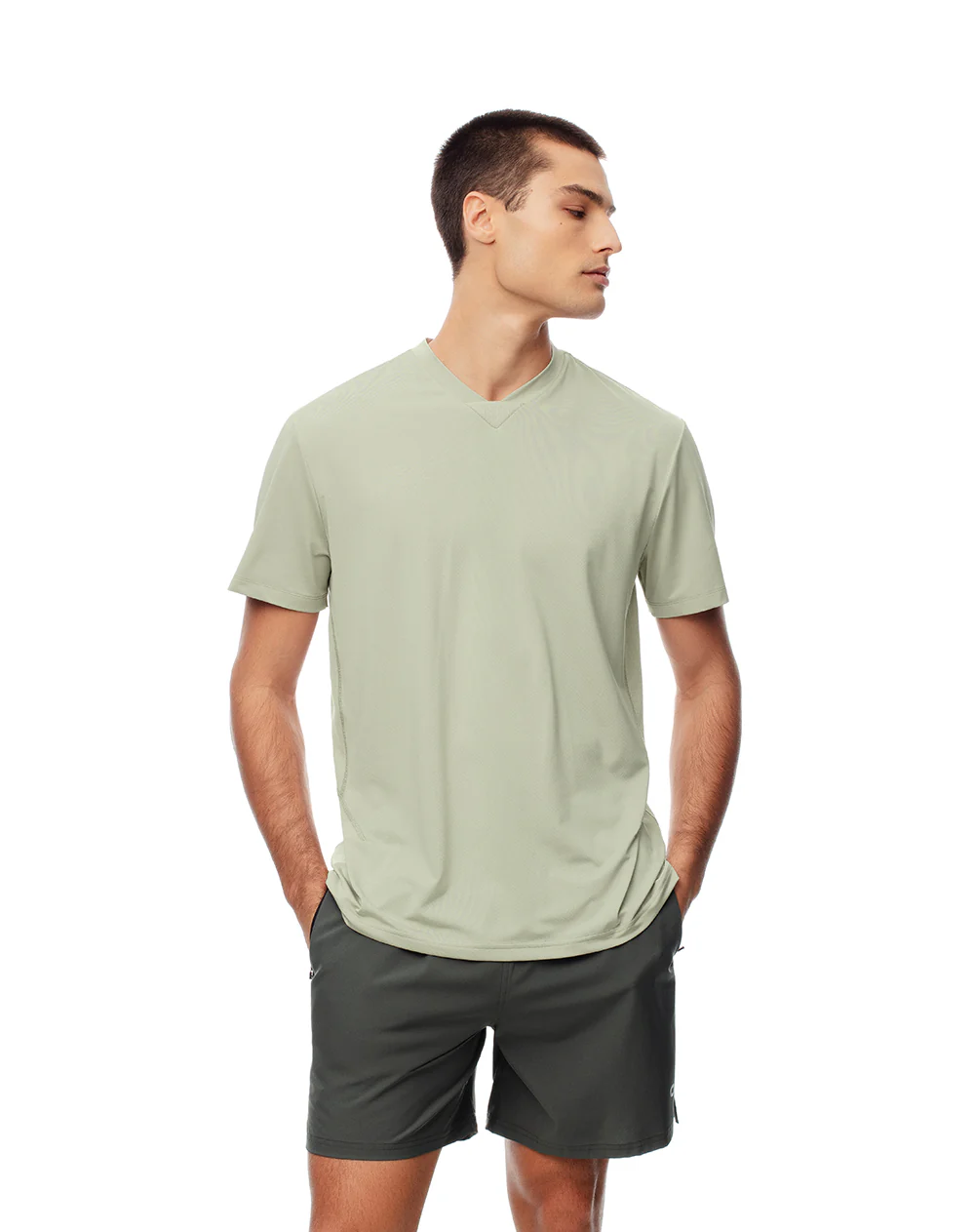 Camiseta deportiva control de humedad verde hombre