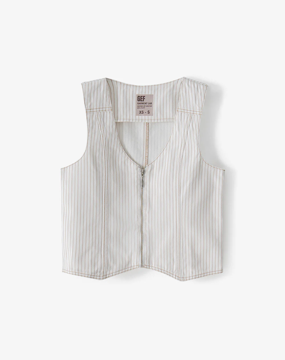Chaleco denim crudo rayas mujer - Image 6
