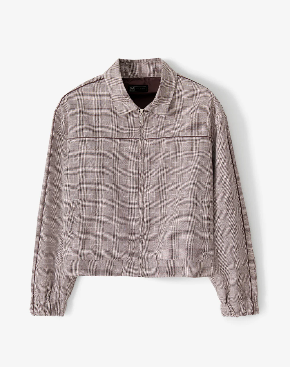 Chaqueta regular café cuadros mujer - Image 7