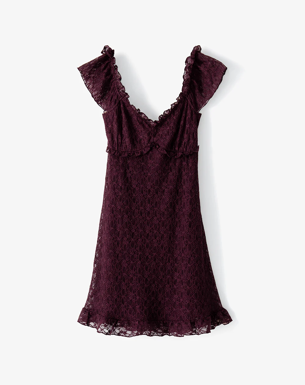 Vestido corto en encaje vino tinto mujer - Image 8