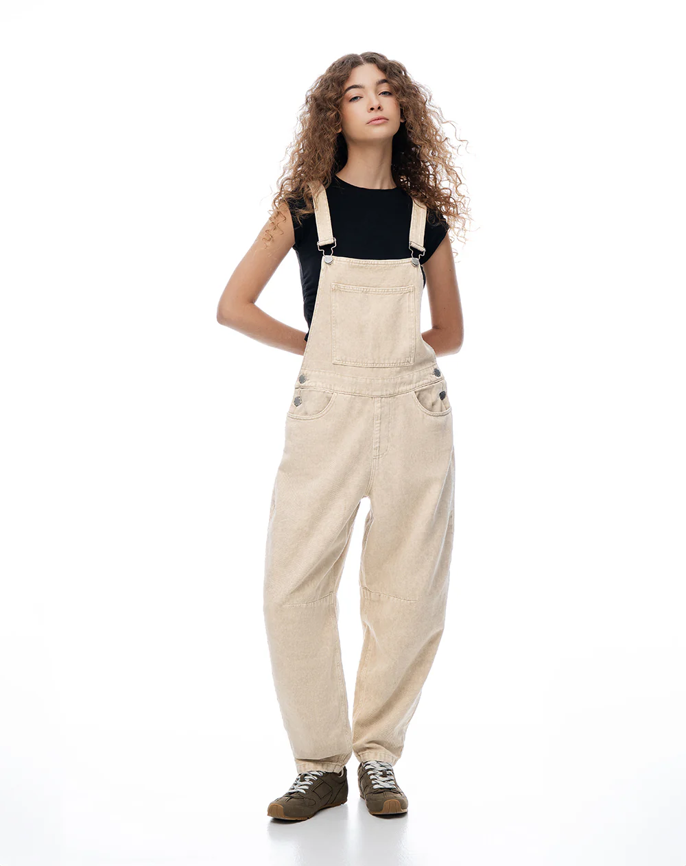 Overol largo denim habano mujer