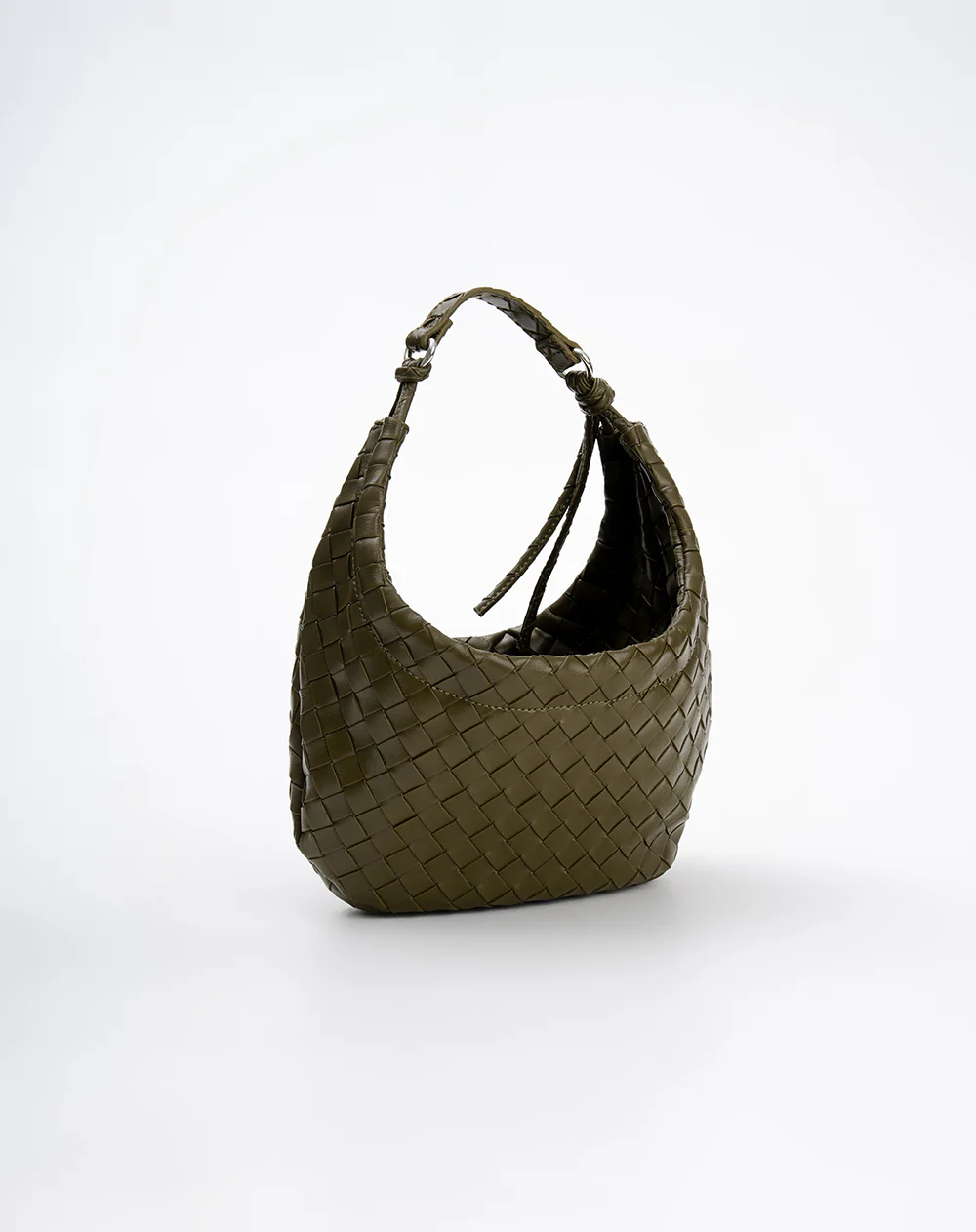 Bolso hobo efecto cuero trenzado verde mujer - Image 3